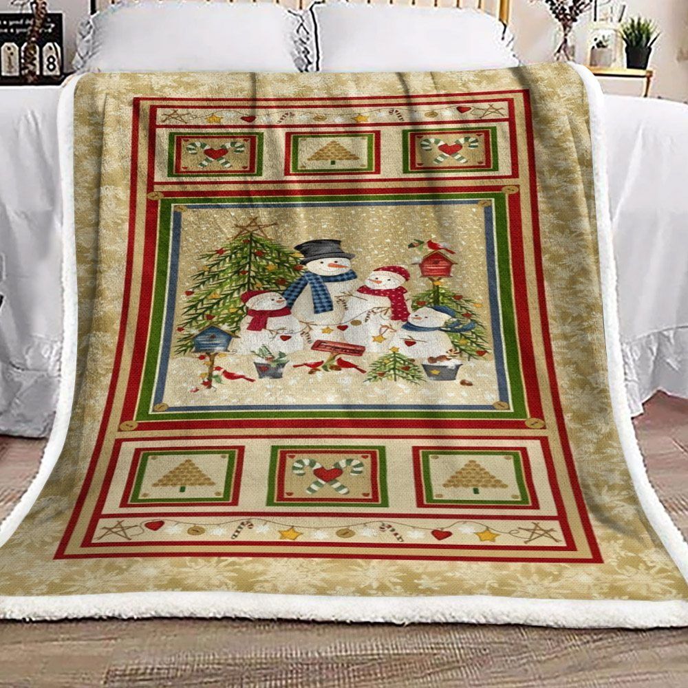Snowman Christmas Sherpa Fleece Blanket