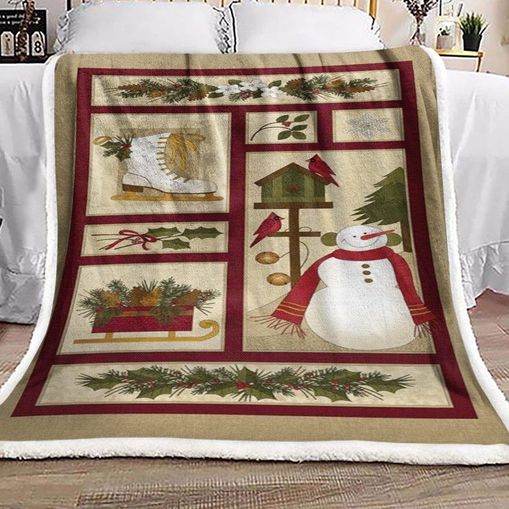 Snowman Christmas Sherpa Fleece Blanket