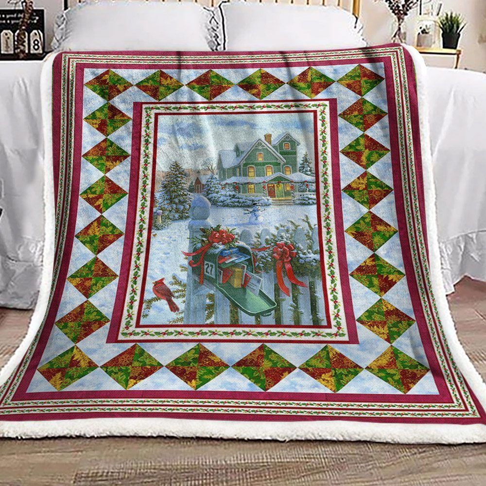 Snowman Christmas Sherpa Fleece Blanket