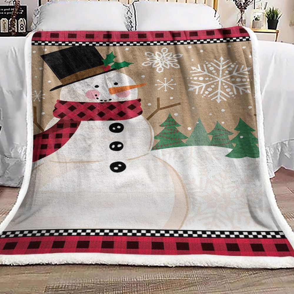 Snowman Christmas Sherpa Fleece Blanket