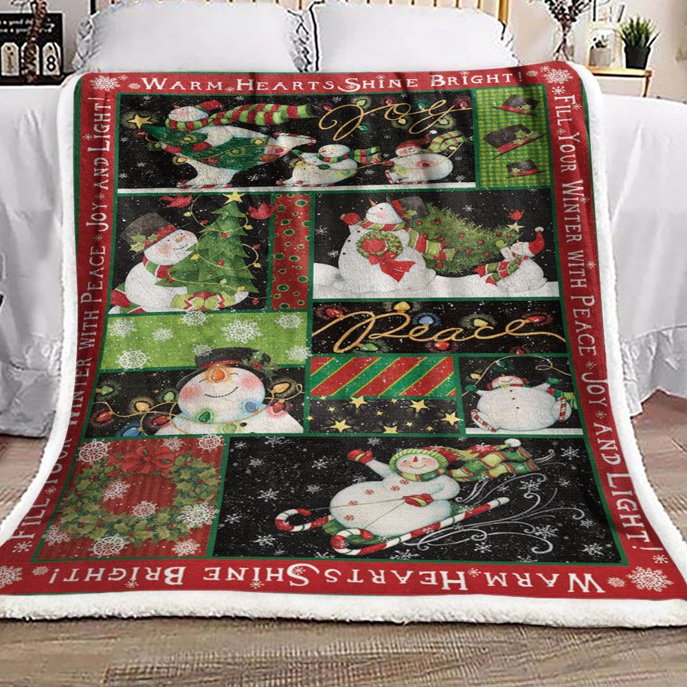 Snowman Christmas Sherpa Fleece Blanket