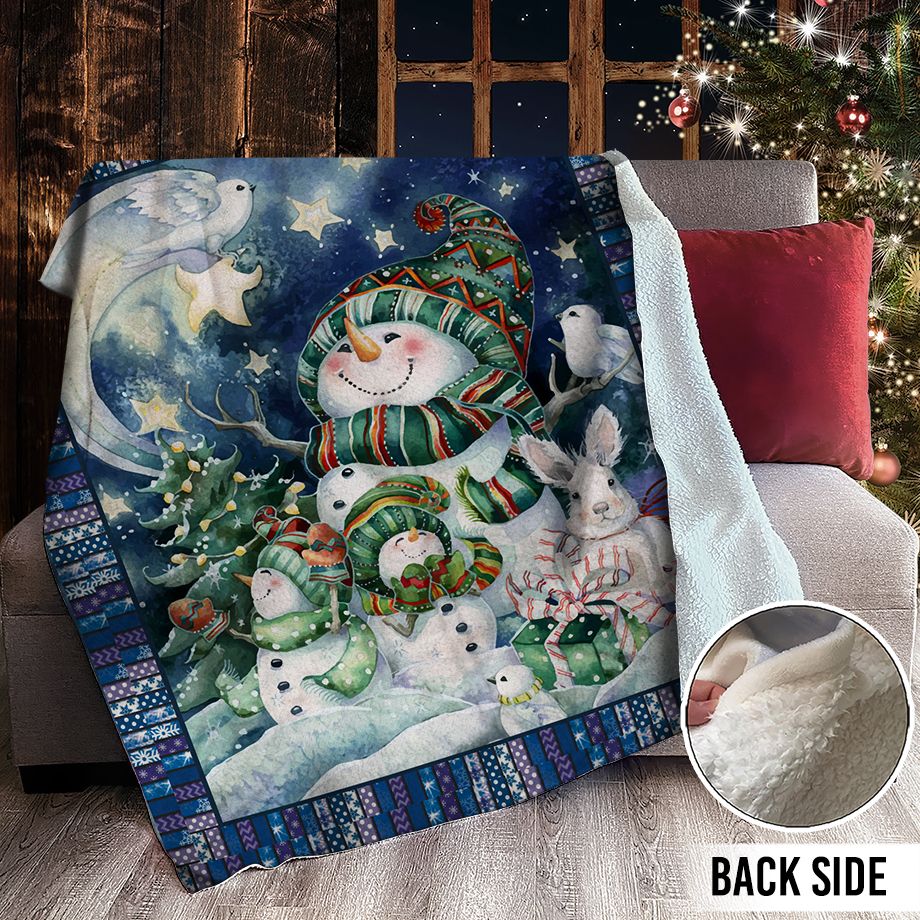Snowman Christmas Sherpa Fleece Blanket
