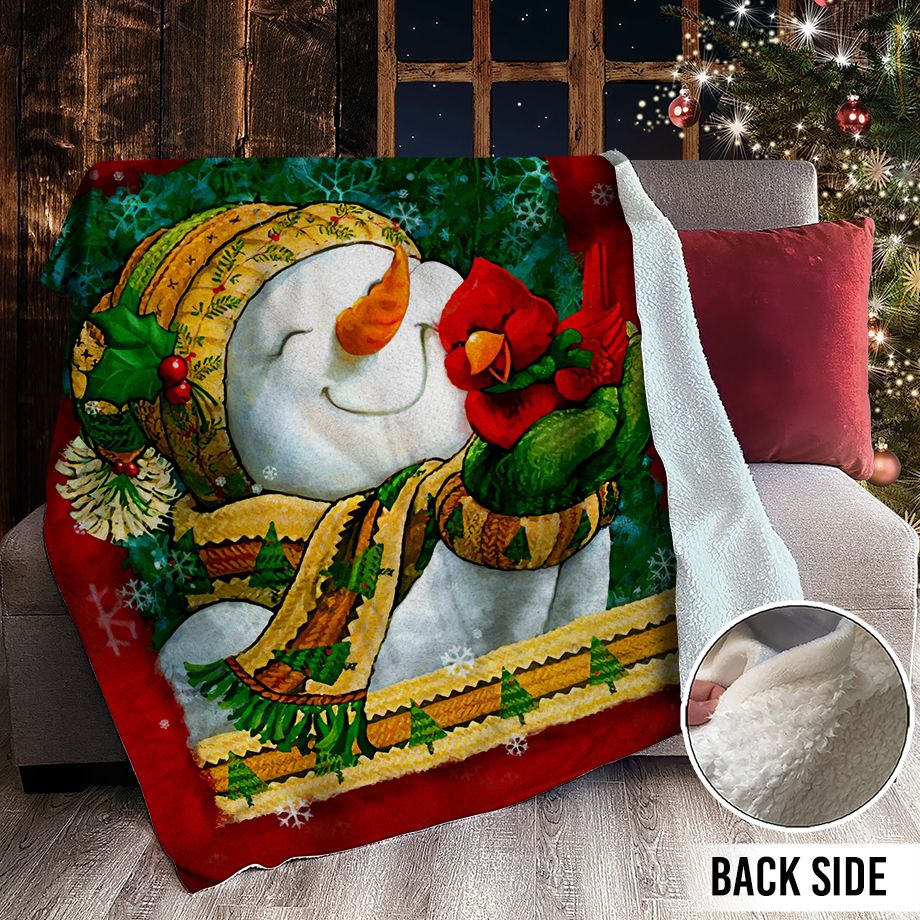 Snowman Christmas Sherpa Fleece Blanket