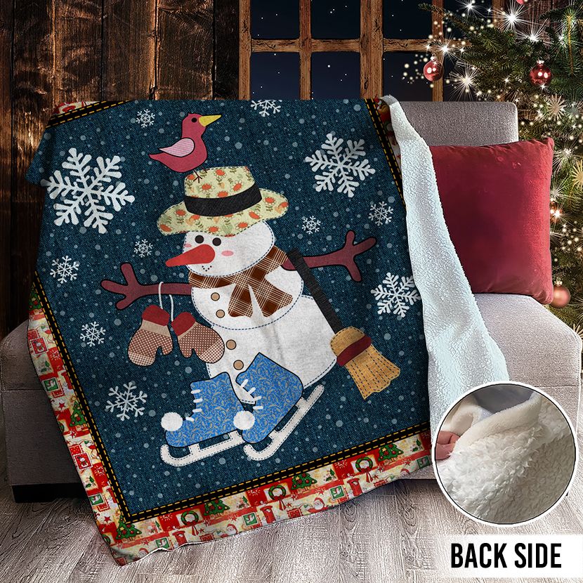 Snowman Christmas Sherpa Fleece Blanket