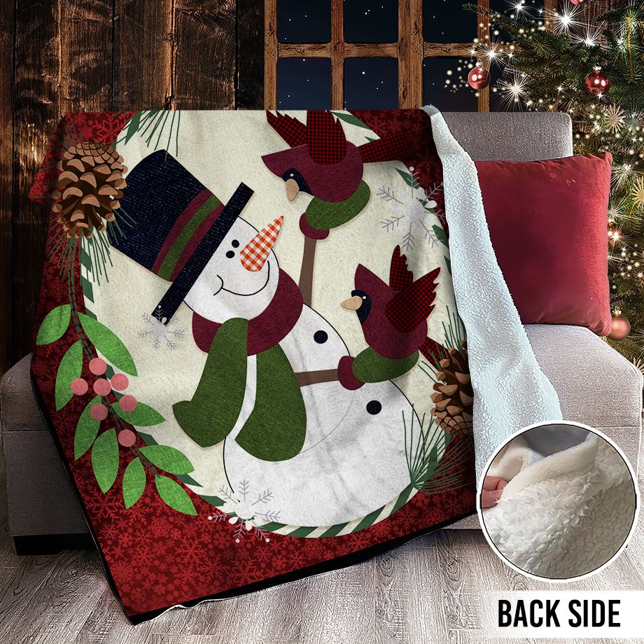 Snowman Christmas Sherpa Fleece Blanket