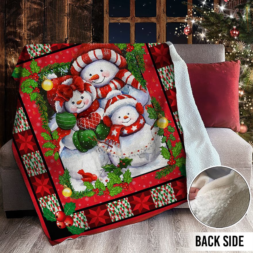 Snowman Christmas Sherpa Fleece Blanket