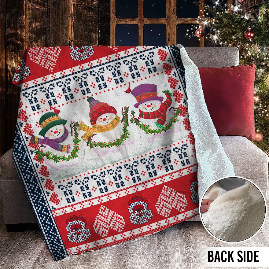Snowman Christmas Sherpa Fleece Blanket