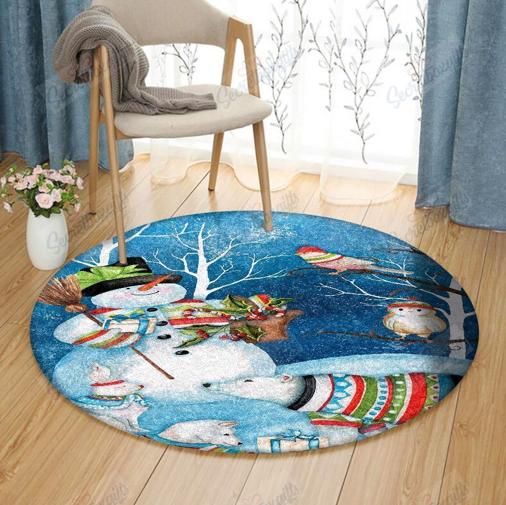 Snowman Christmas Round Carpet