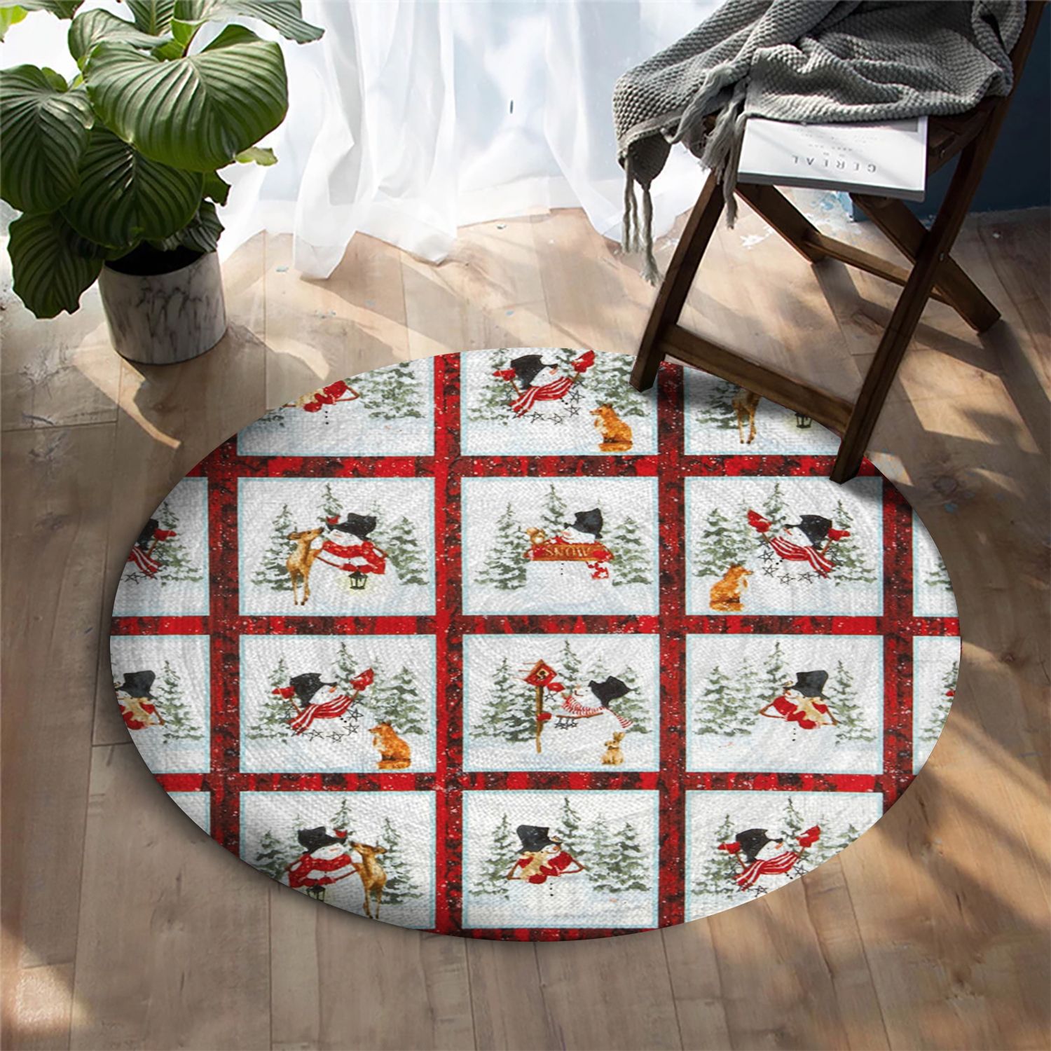 Snowman Christmas Round Carpet