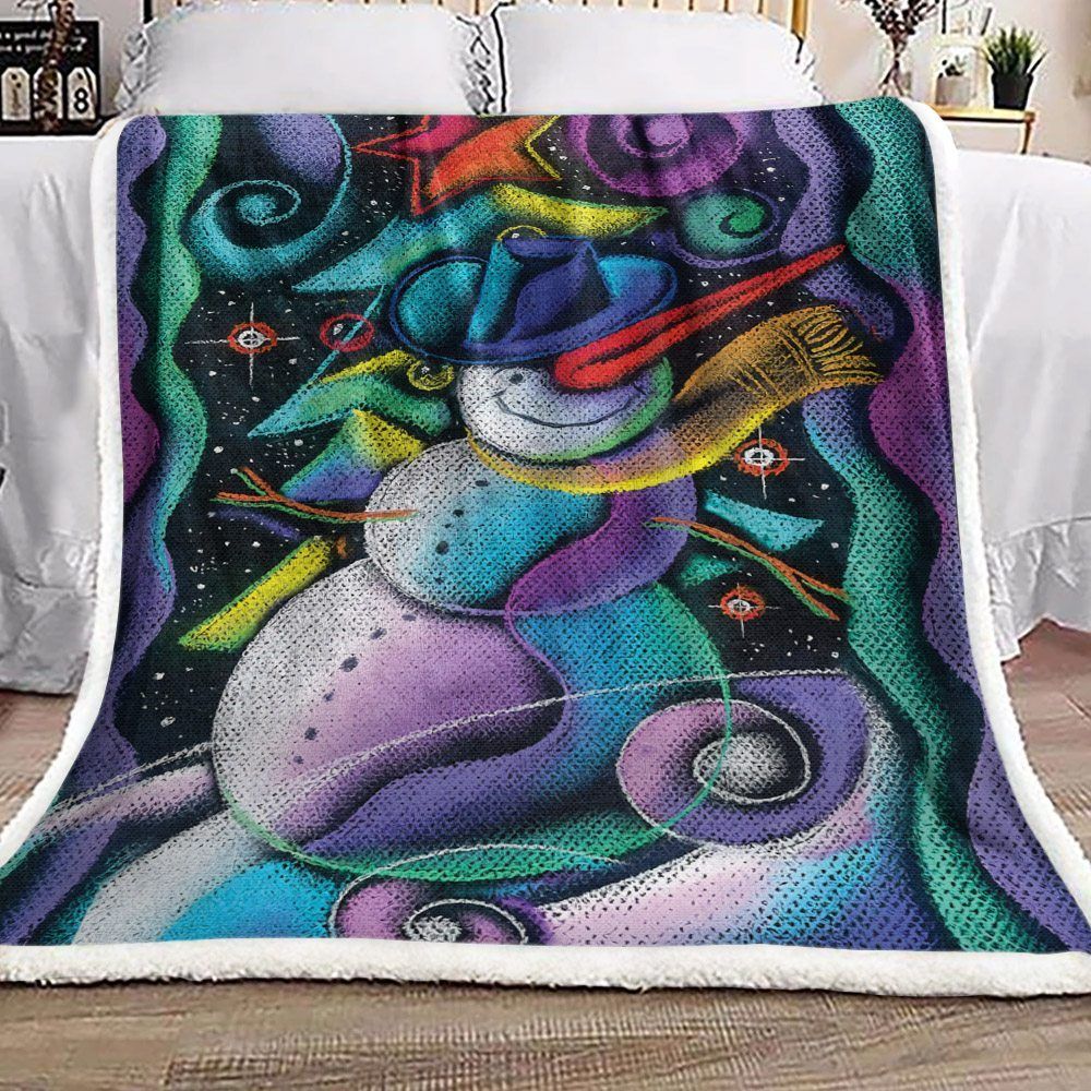 Snowman Christmas Sherpa Fleece Blanket