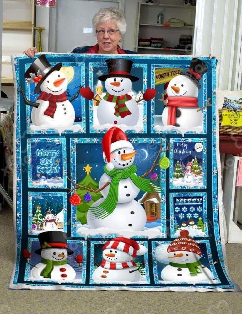 Snowman Sherpa Fleece Blanket