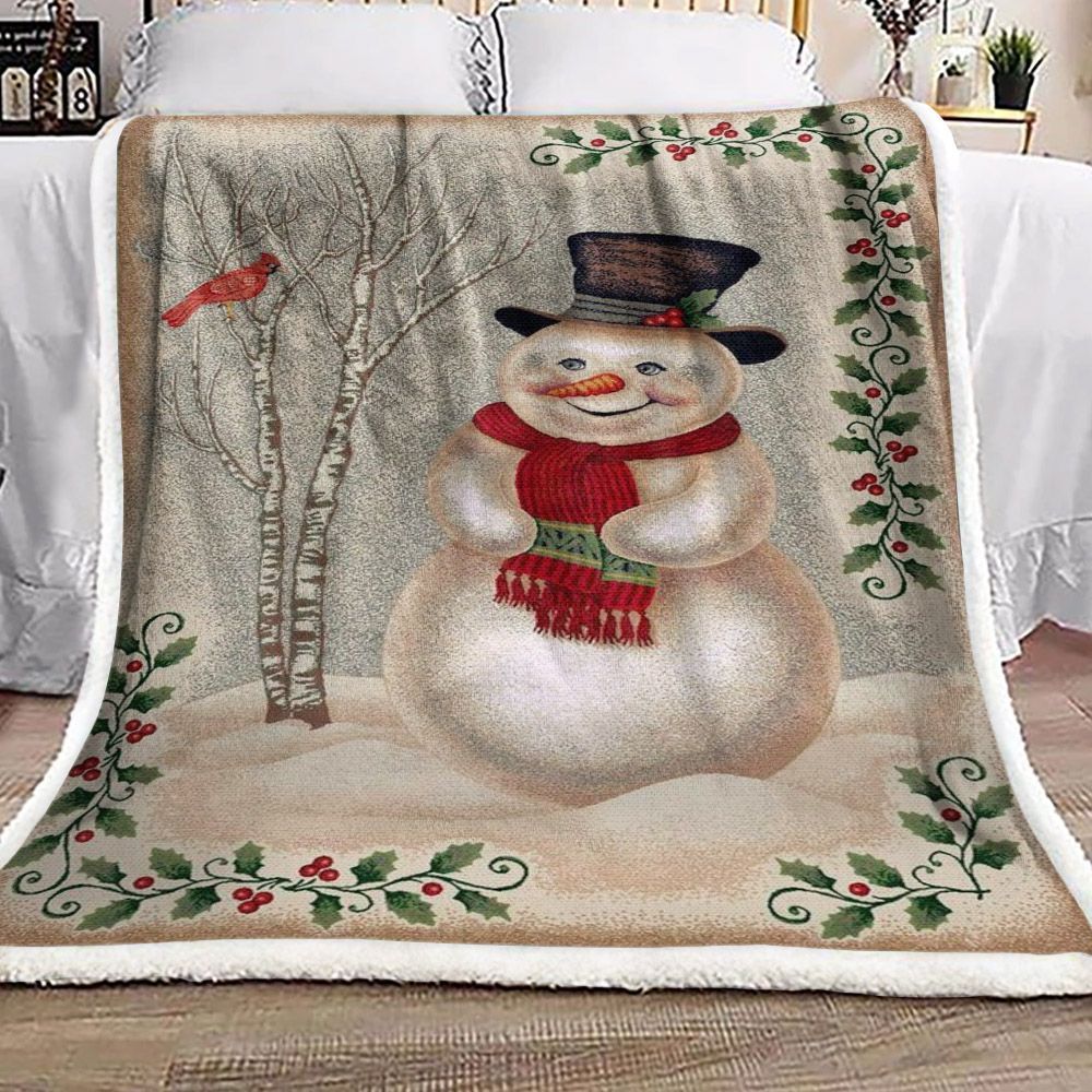 Snowman Sherpa Fleece Blanket