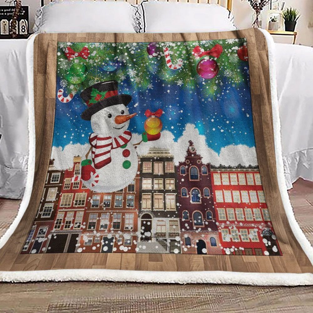 Snowman Sherpa Fleece Blanket