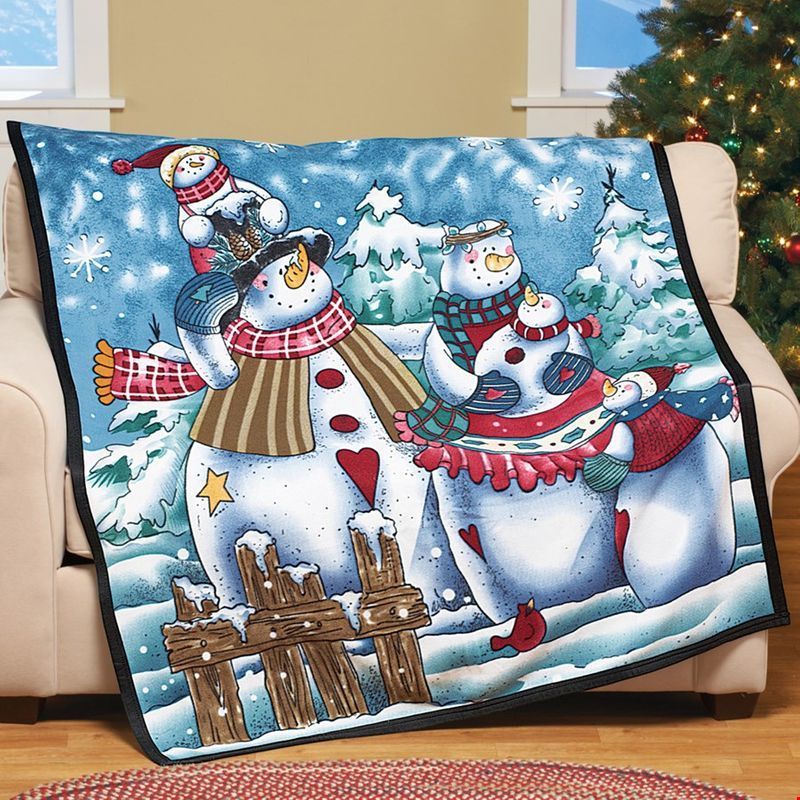 Snowman Sherpa Fleece Blanket