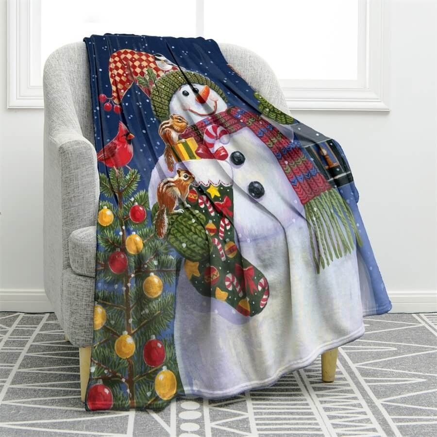 Snowman Sherpa Fleece Blanket