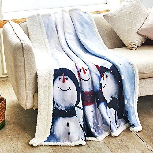 Snowman Sherpa Fleece Blanket