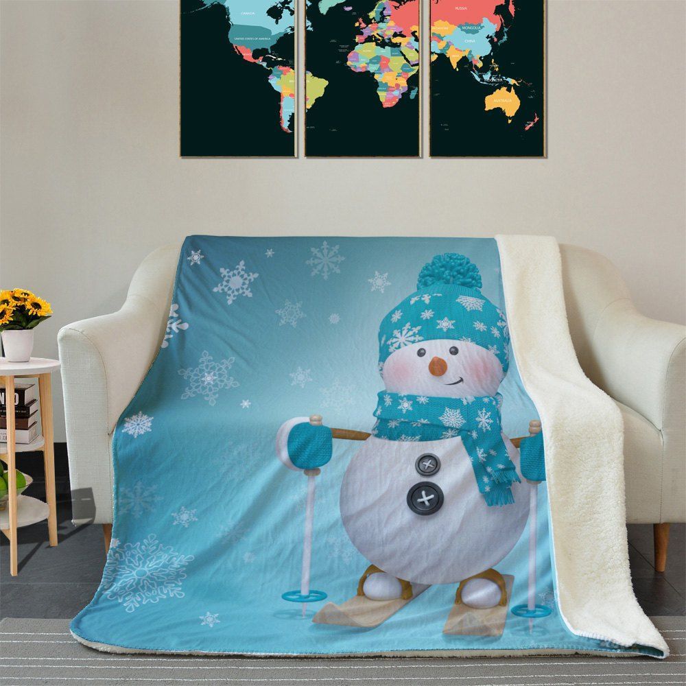 Snowman Sherpa Fleece Blanket