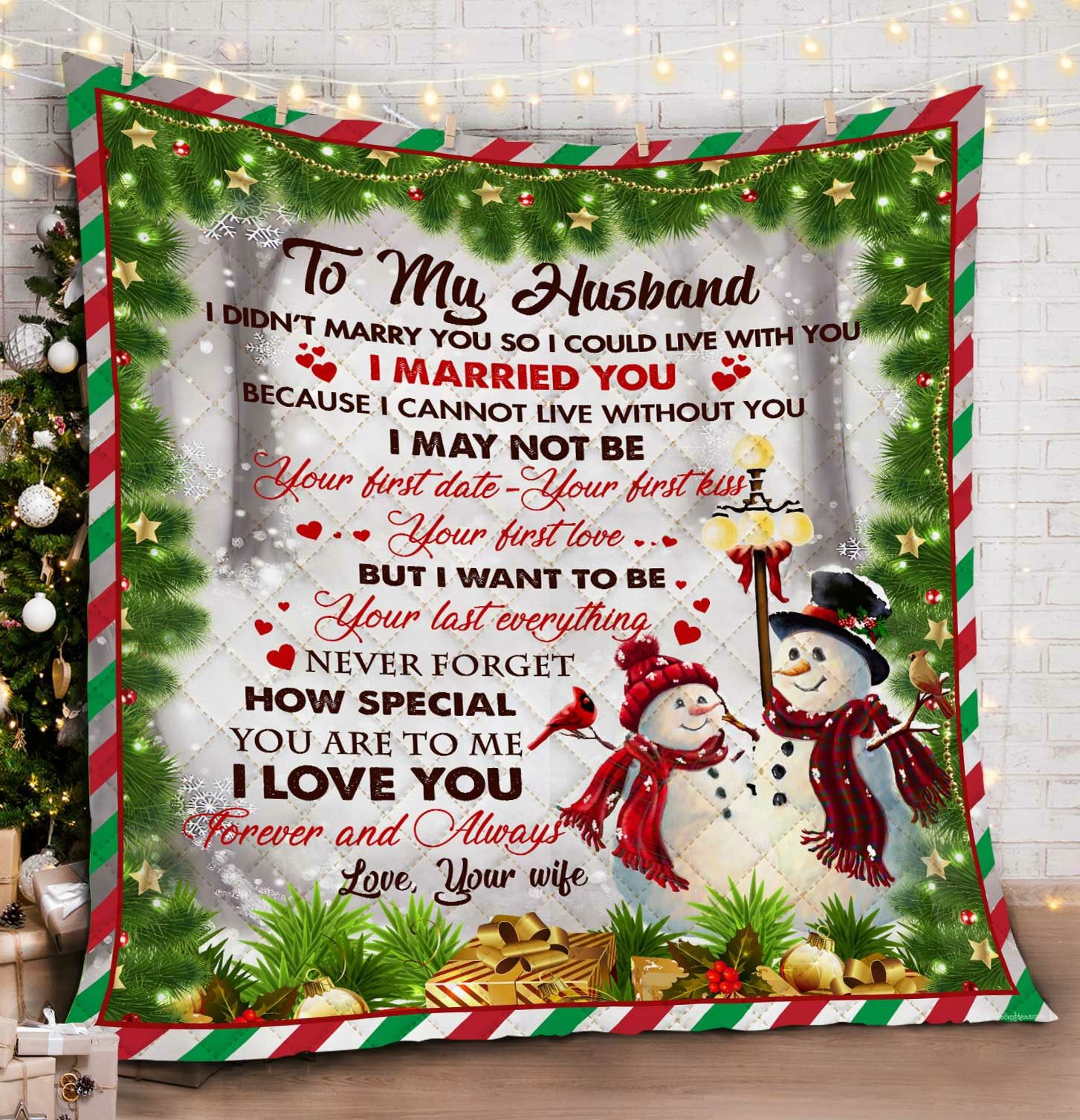 Snowman Couple Christmas HHC121154TH Quilt Blanket