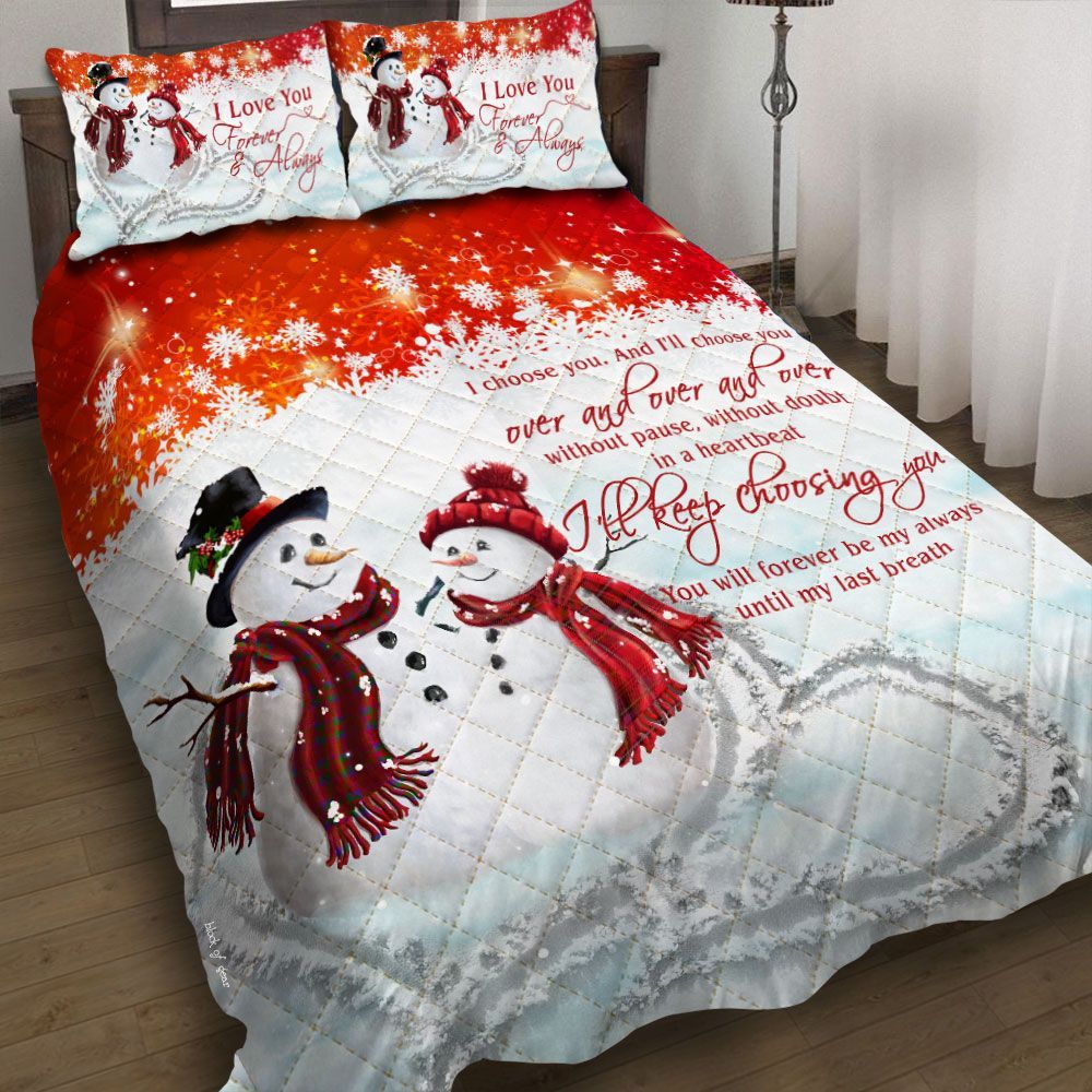 Snowman Couple Christmas Bedding Set