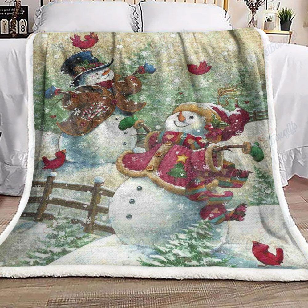 Snowman Couple Fleece Blanket