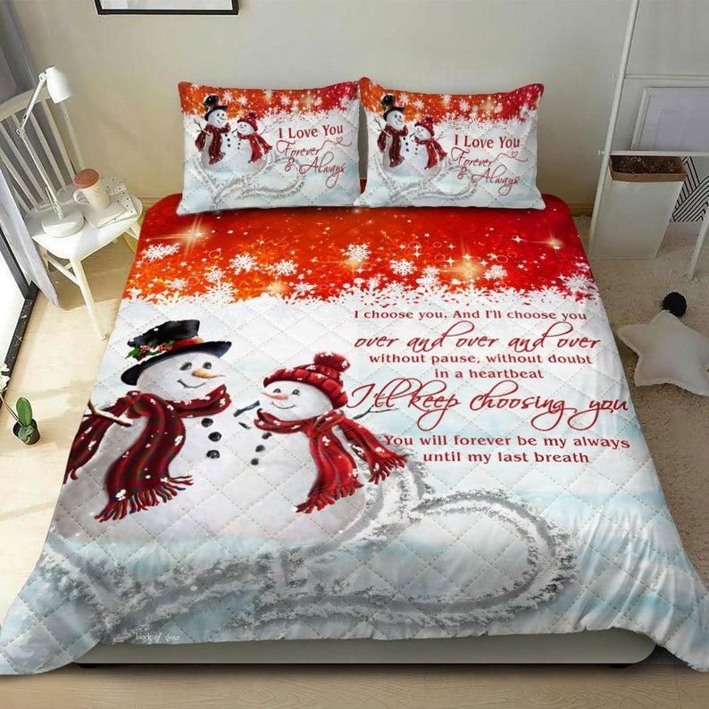 Snowman Couple Bedding Set