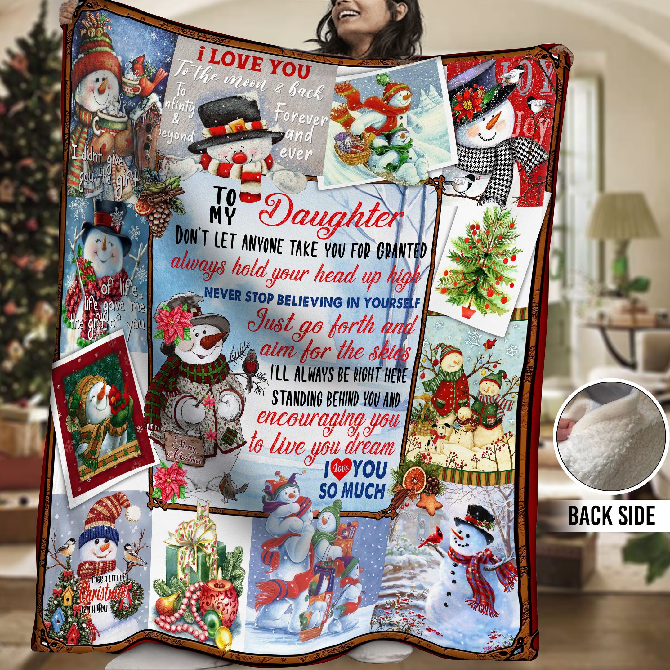 Snowman Daughter Sherpa Fleece Blanket