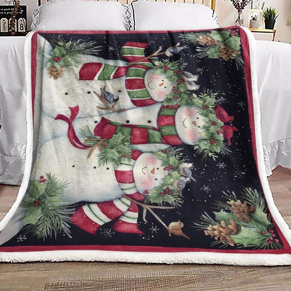 Snowman Sherpa Fleece Blanket
