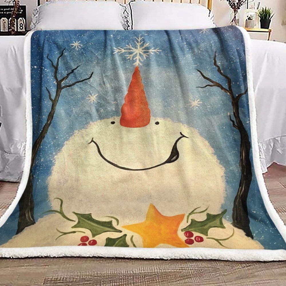 Snowman Sherpa Fleece Blanket