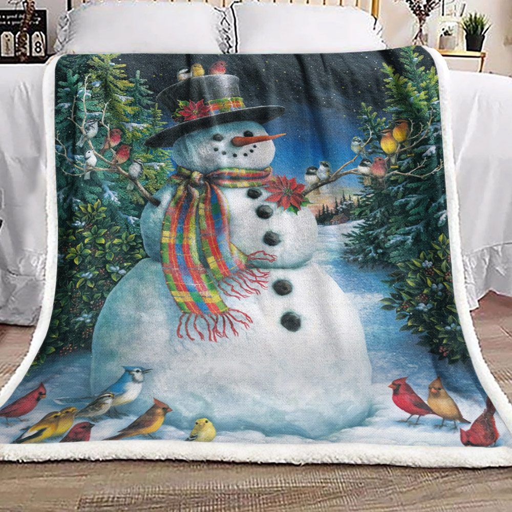 Snowman Sherpa Fleece Blanket