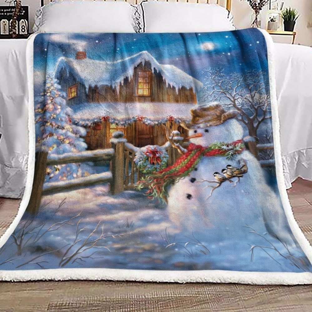 Snowman Sherpa Fleece Blanket