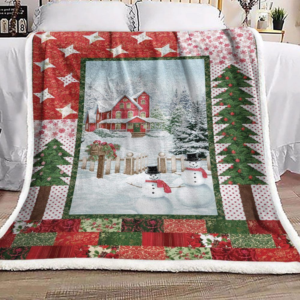 Snowman Sherpa Fleece Blanket