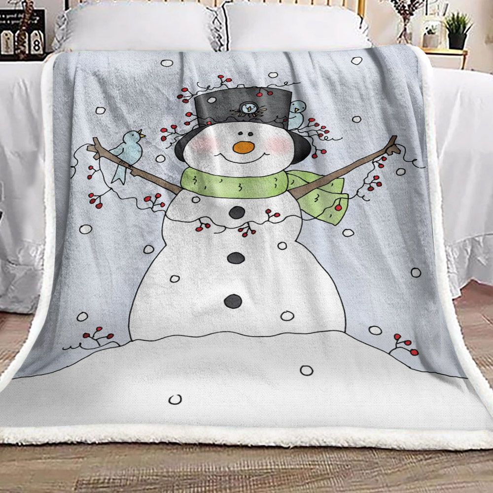 Snowman Sherpa Fleece Blanket