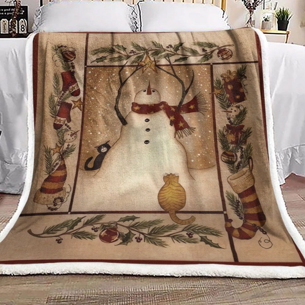 Snowman Sherpa Fleece Blanket