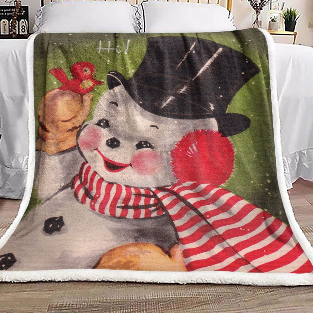 Snowman Sherpa Fleece Blanket