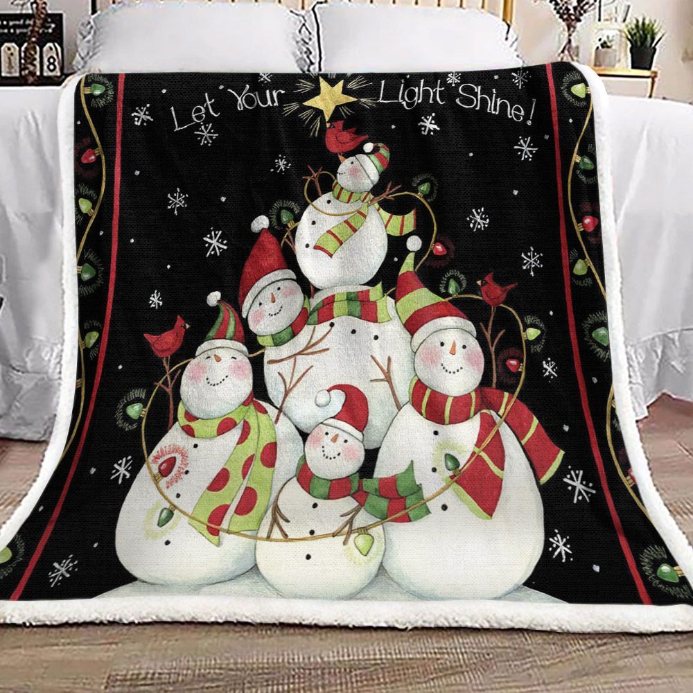 Snowman Sherpa Fleece Blanket