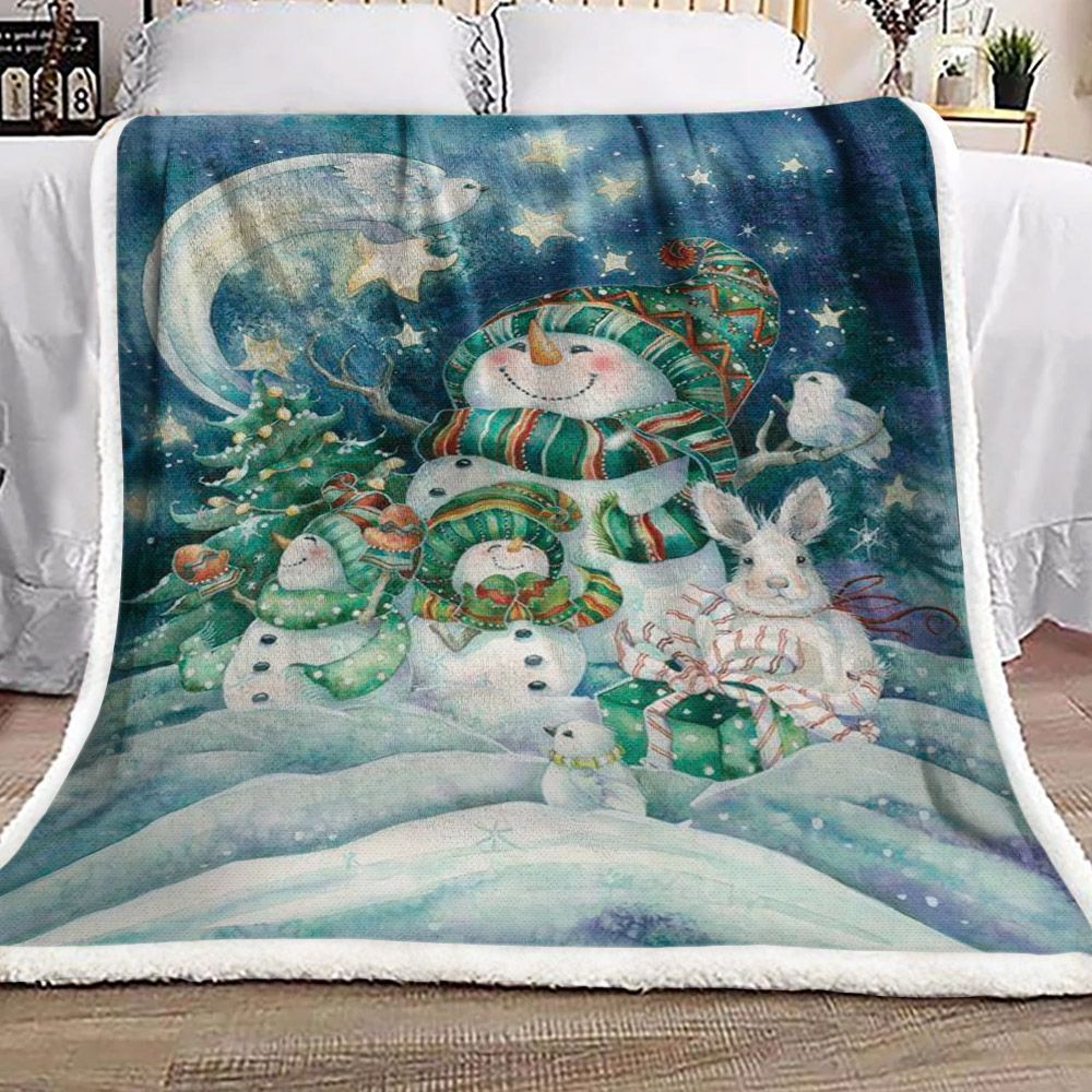 Snowman Sherpa Fleece Blanket