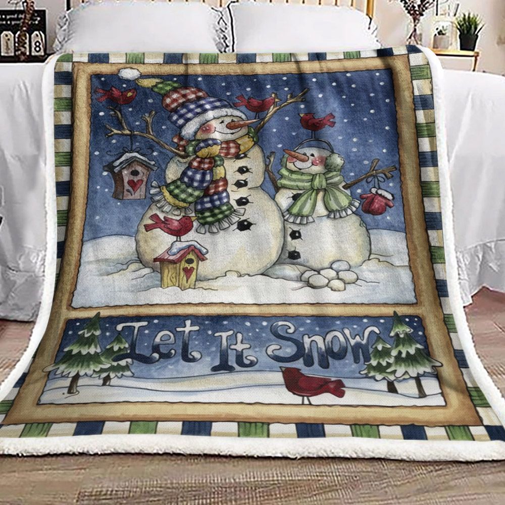 Snowman Sherpa Fleece Blanket