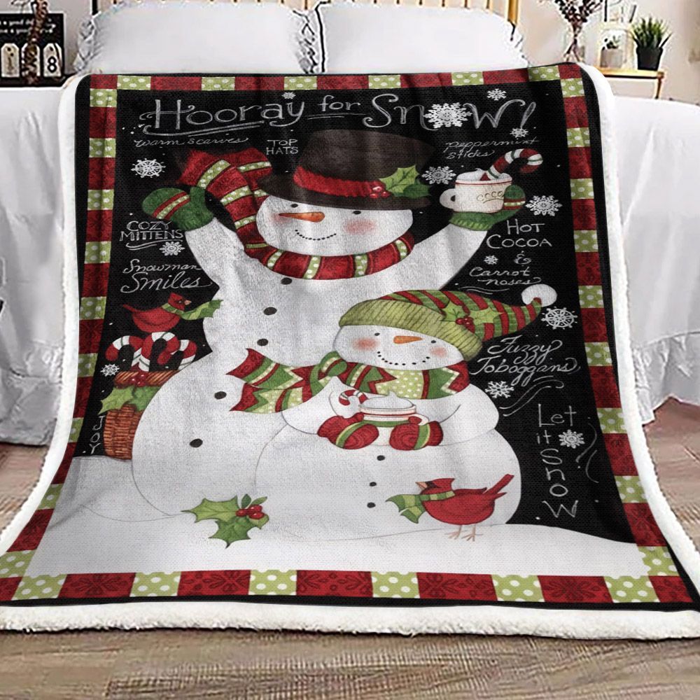 Snowman Sherpa Fleece Blanket