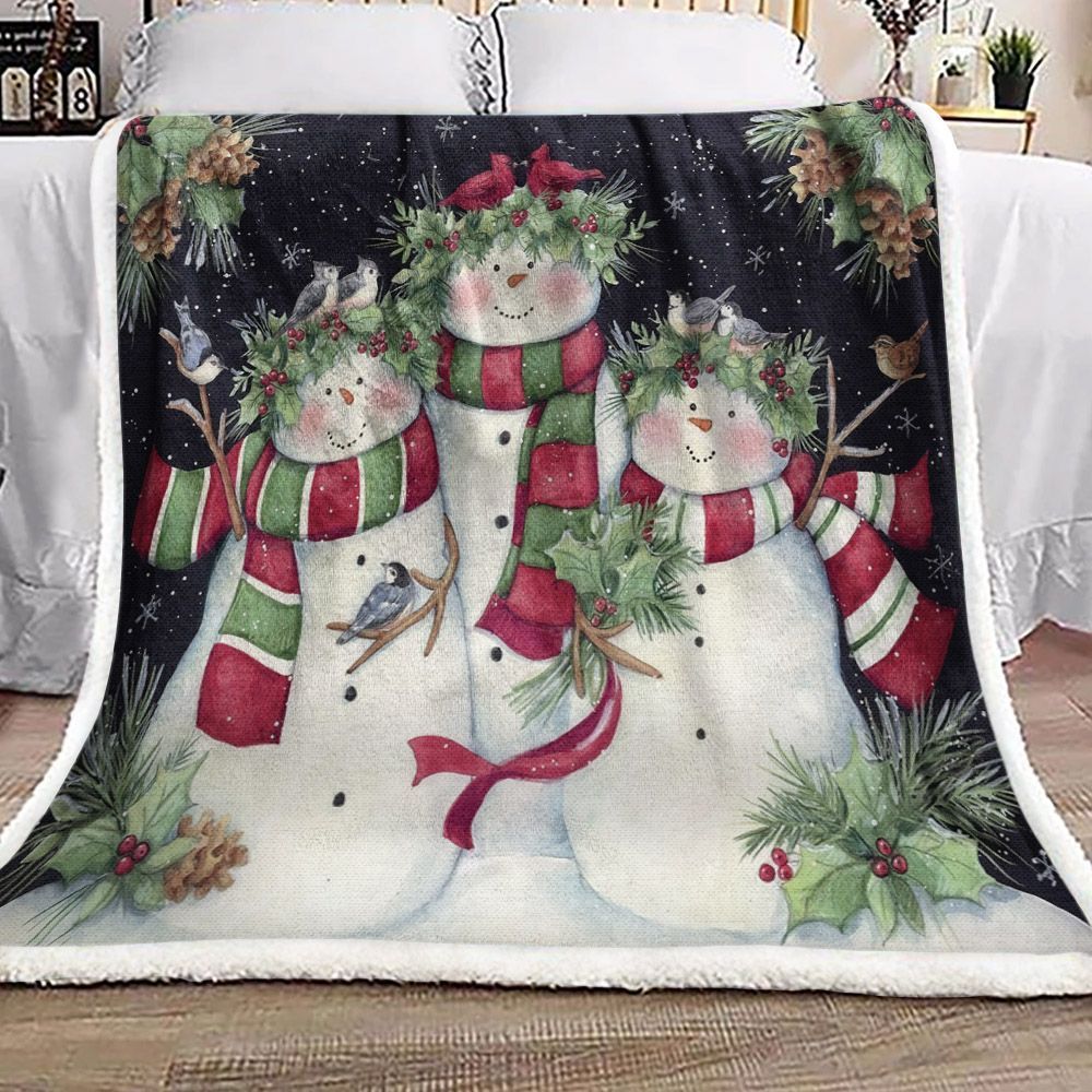Snowman Sherpa Fleece Blanket