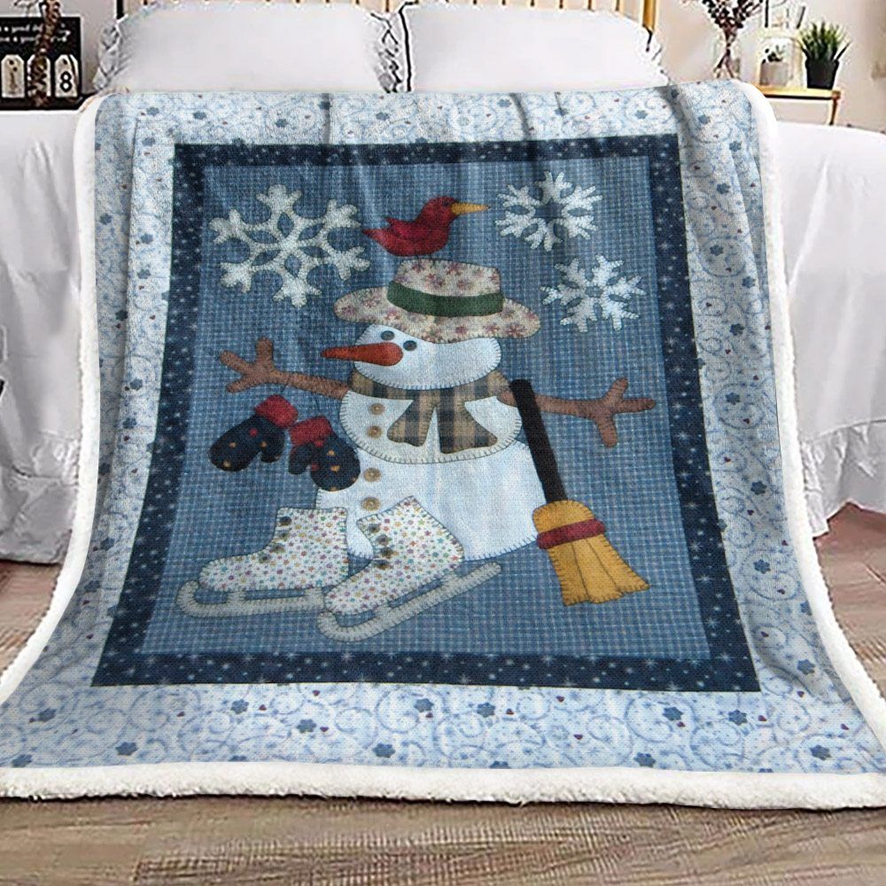 Snowman Sherpa Fleece Blanket