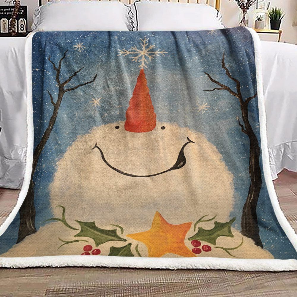 Snowman Sherpa Fleece Blanket