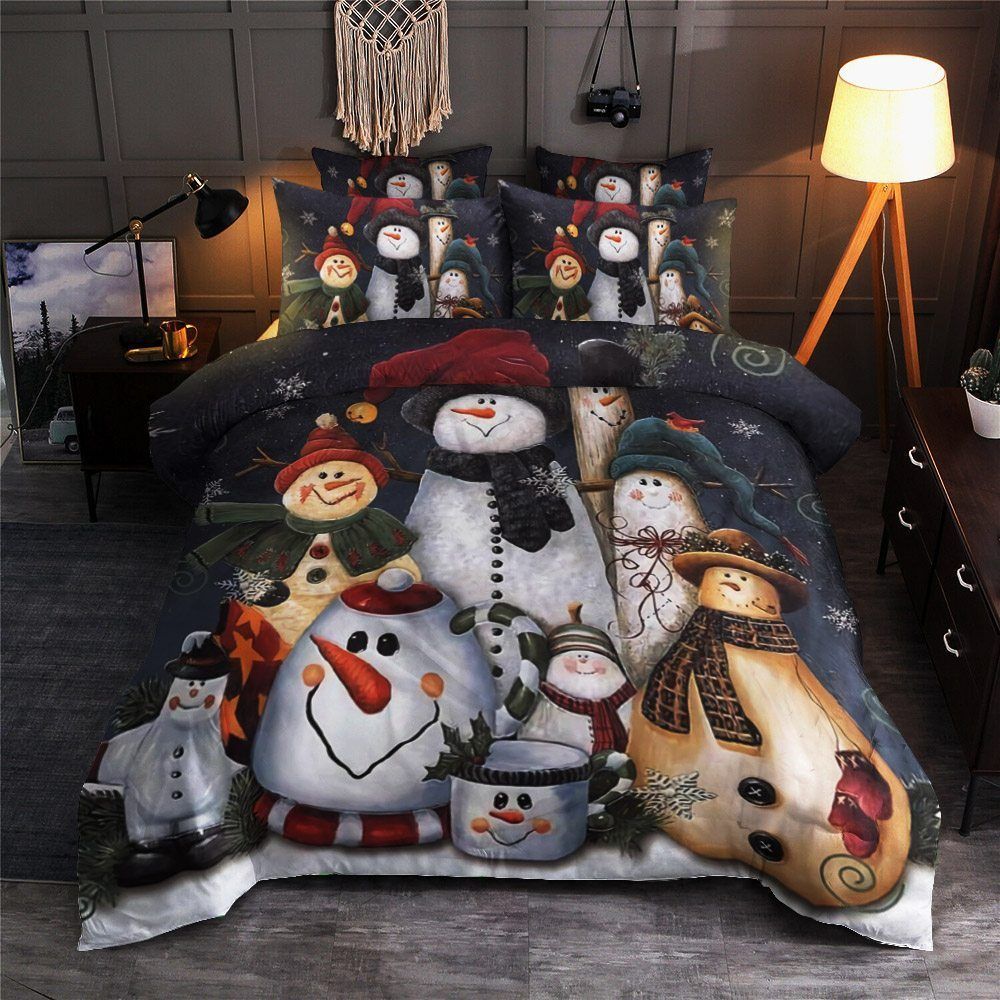 Snowman Family Christmas Bedding Set