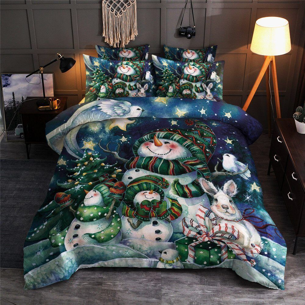 Snowman Family Christmas Bedding Set
