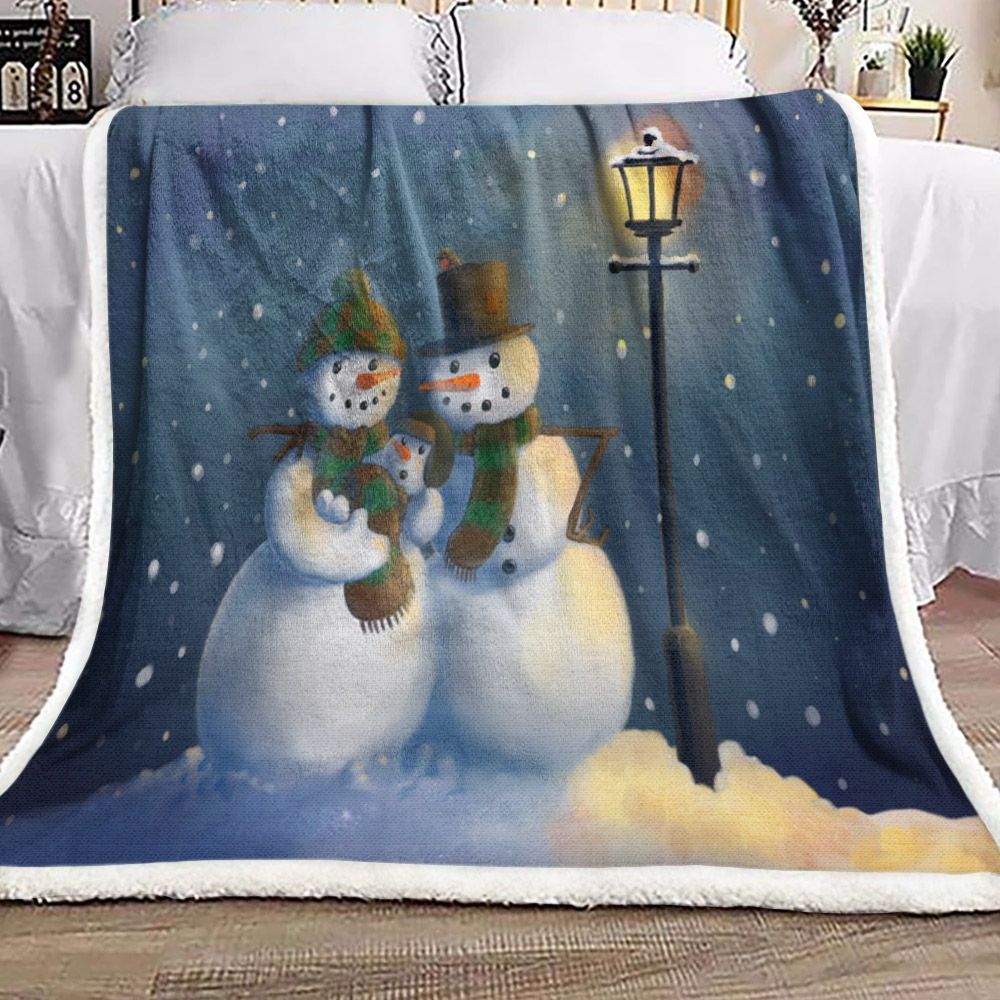 Snowman Family Sherpa Fleece Blanket