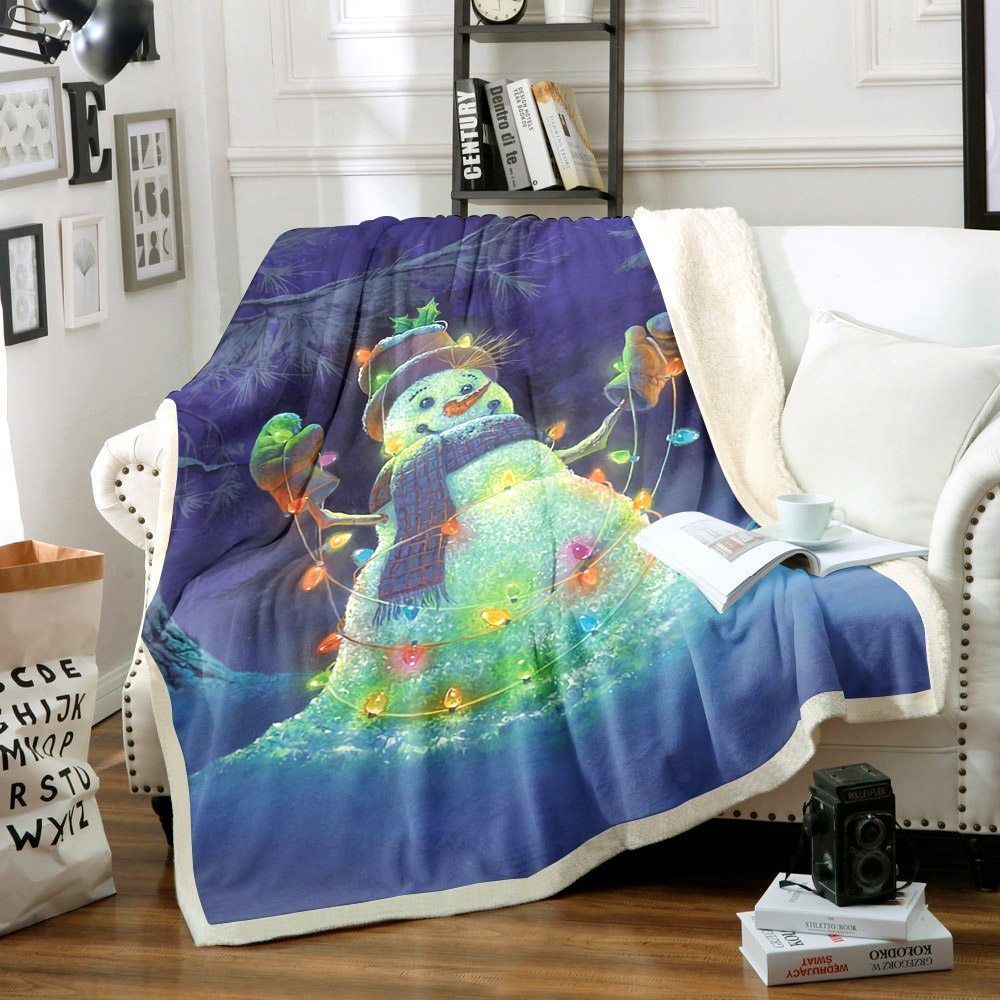 Snowman Sherpa Fleece Blanket