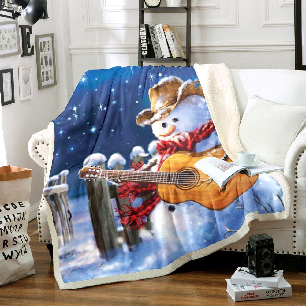Snowman Guitar Sherpa Fleece Blanket