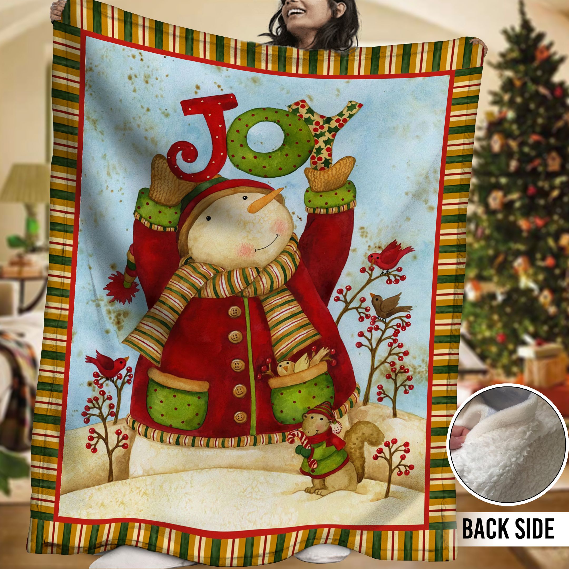 Snowman Sherpa Fleece Blanket