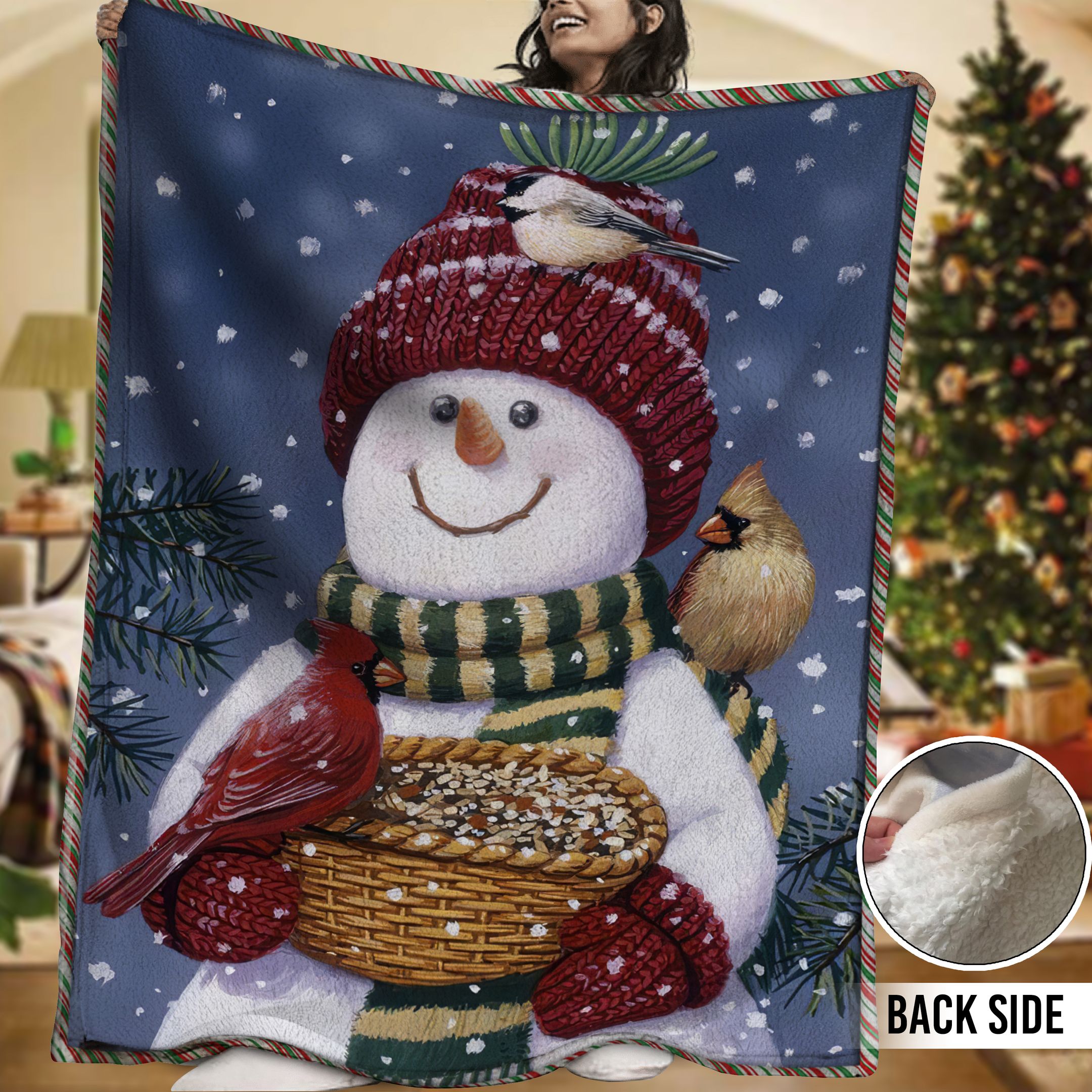 Snowman Sherpa Fleece Blanket