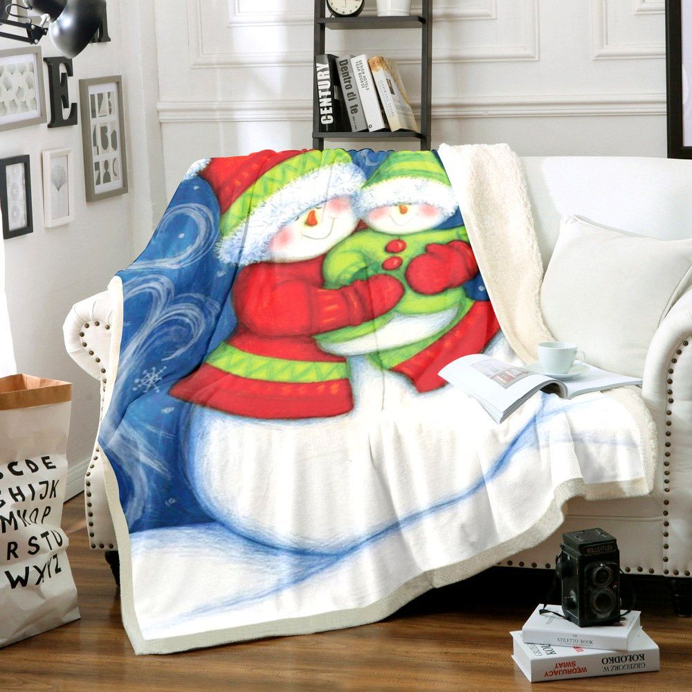 Snowman Sherpa Fleece Blanket