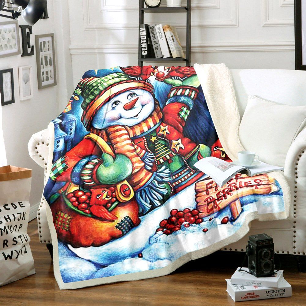 Snowman Sherpa Fleece Blanket
